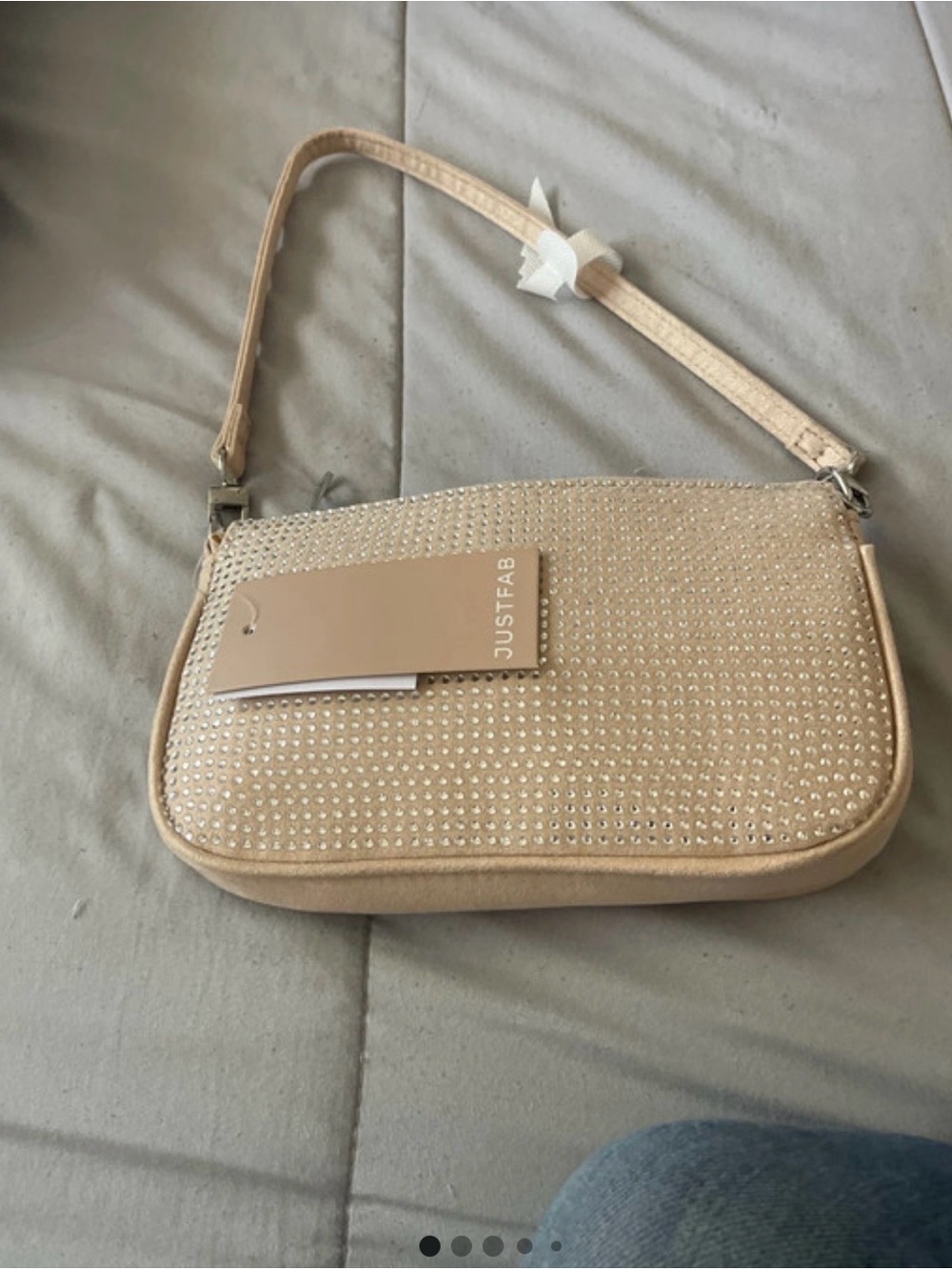 JustFab Champagne-Beige Crystal Shoulder Bag